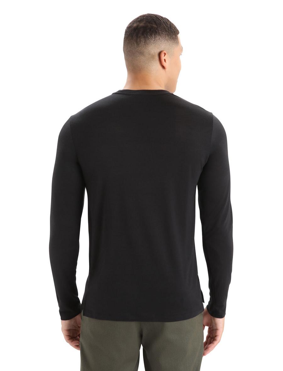 Icebreaker Merino Sphere II T-Shirt Férfi Long Sleeve Fekete | HU 1231UZGT